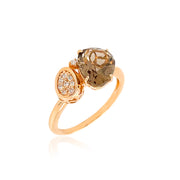 VIANNA 18K Rose Gold Smoky Quartz and Diamond Ring- SALE